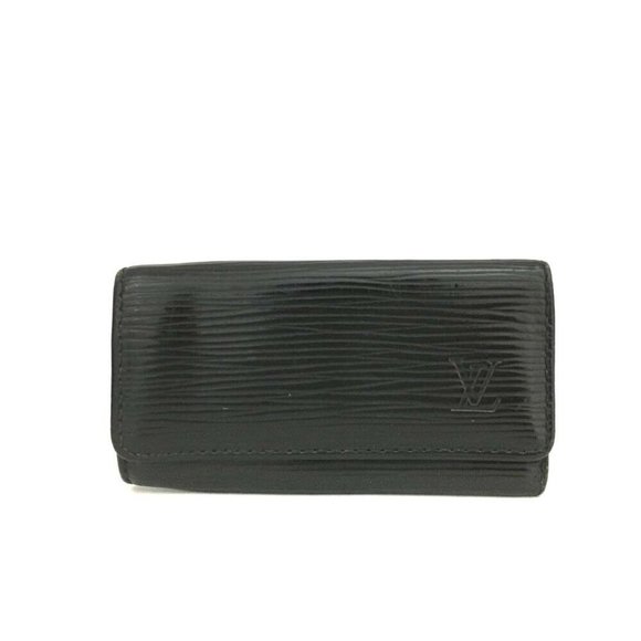 473150N Louis Vuitton Key Case Epi Multicles 4 Ring Black Leather - Picture 1 of 9